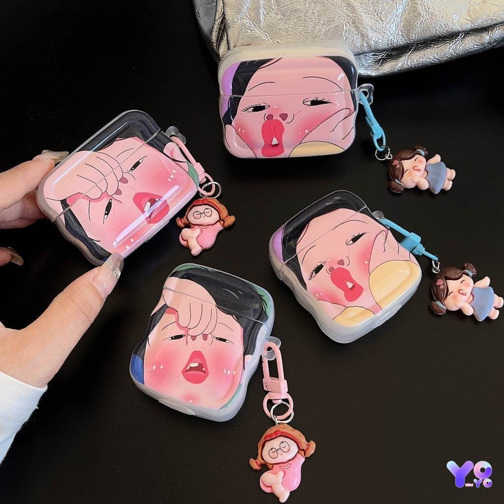 AirPods pro3 4代耳機保護套 搞怪女孩 蘋果無線藍牙耳機 AirPods 1/2代 3代 pro防摔保護殼