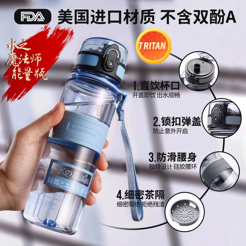 大容量2000ml 優之負離子能量瓶 Tritan材質 運動水壺 耐高溫高級塑膠杯 水之魔法師水杯