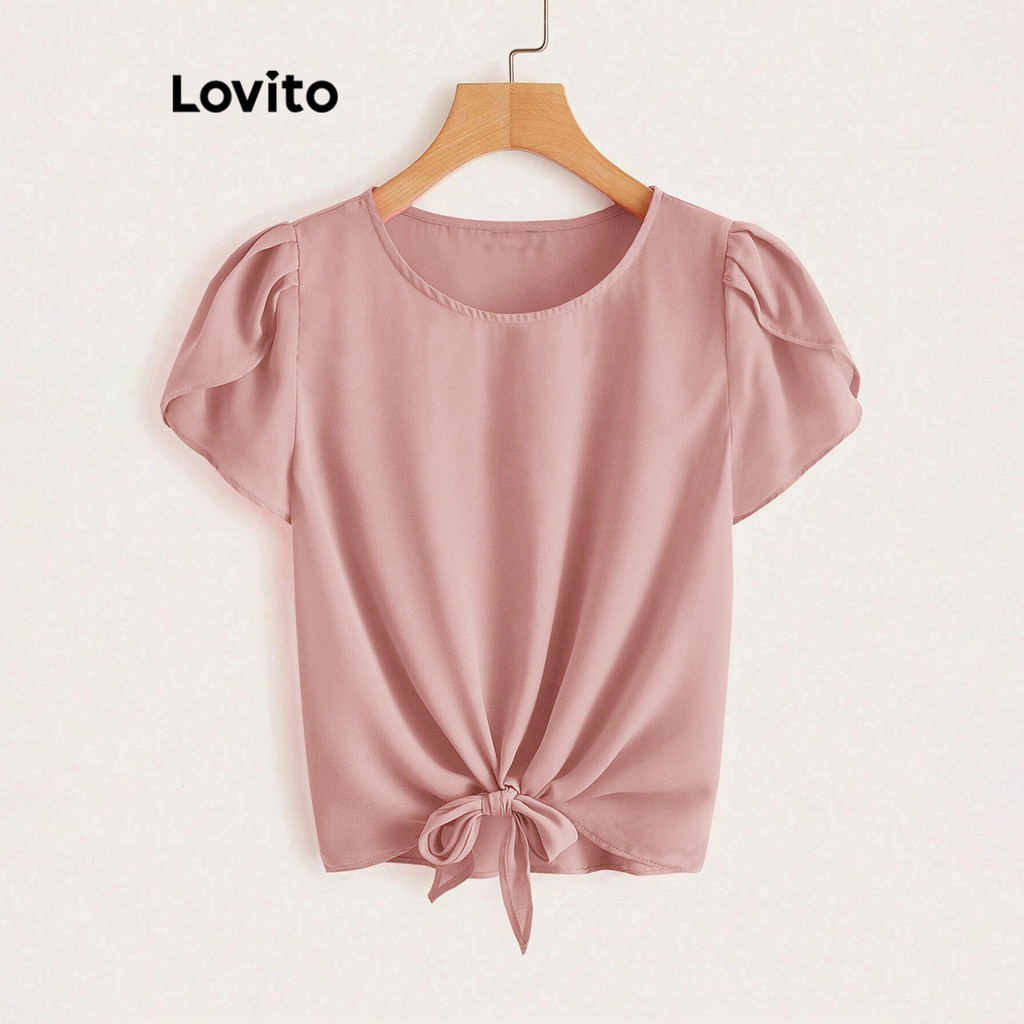 Lovito 女款休閒素色抽繩襯衫 L86ED262