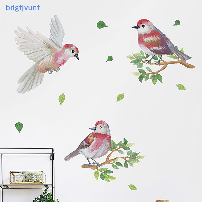 Bdgf中式複古小鳥貼紙客廳沙發牆裝飾貼紙壁畫藝術3d樹枝綠葉貼紙tw