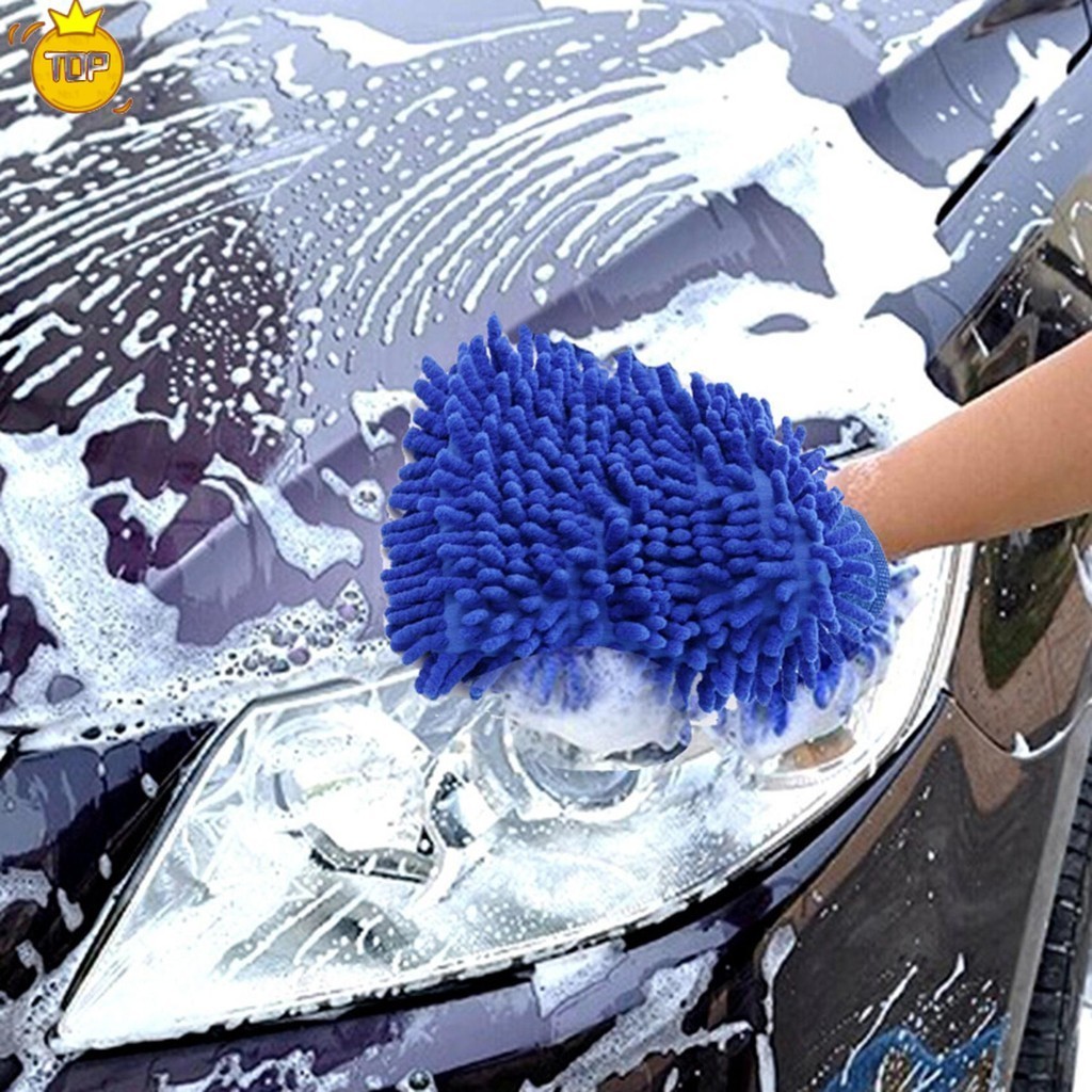洗車手套雪尼爾手套毛絨布加厚雙面汽車清潔工具(eph)