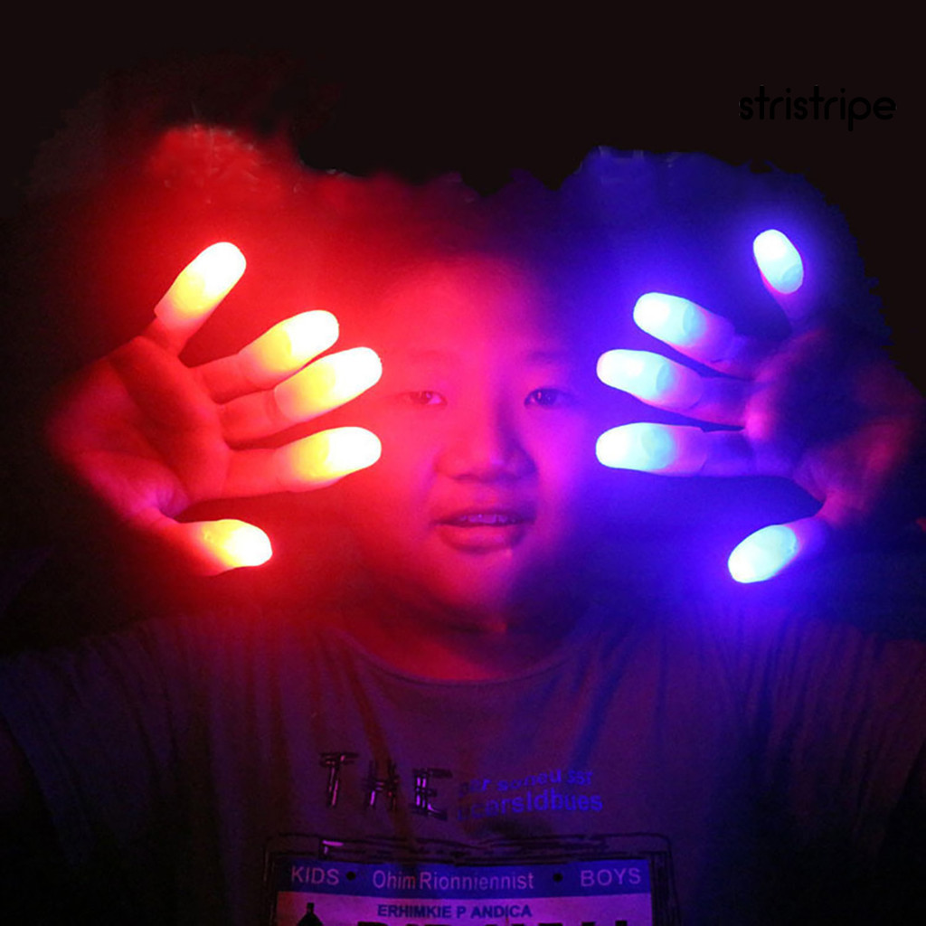 [STR] 2 件拇指手指燈供電彩色派對用品 LED 拇指燈