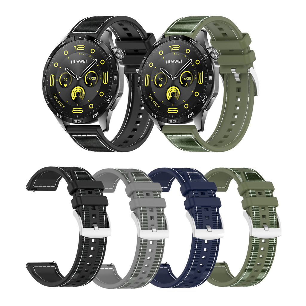 22mm 尼龍編織矽膠錶帶運動複合錶帶適用於華為 Watch Buds GT 4 3 2 GT2e GT2 Pro GT