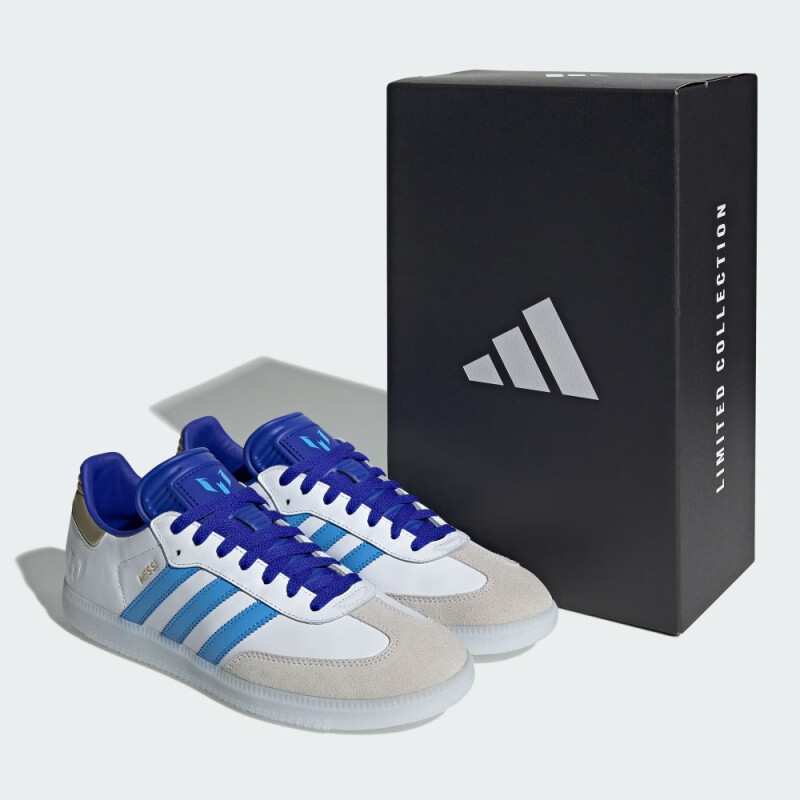 【現貨速發】adidas 梅西系列「T頭鞋」SAMBA平地及場下款足球休閒鞋阿迪達斯 白色/灰色/藍色/金色 38