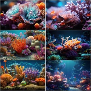 魚缸背景紙貼畫高畫質定製壁紙造景裝飾水族箱桌布自粘外貼珊瑚海魚缸背景貼#來福
