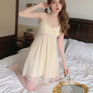 仙女睡衣帶胸墊女宮廷網紗睡衣家居服帶胸墊仙女睡裙女宮廷網紗睡衣家居服