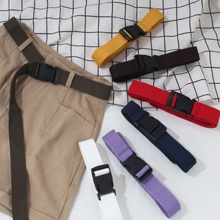 帆布塑膠扣頭腰帶 男女學生服飾皮帶 韓國INS素色褲帶