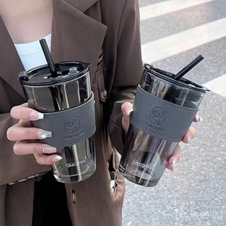 【3天內熱銷3592件】小鹿玻璃盃ins高顔值輕奢吸管盃便攜學生女情侶大容量盃子咖啡盃