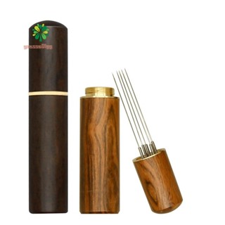 2 件裝濃縮咖啡分配工具,帶天然木柄和底座的濃縮咖啡攪拌器工具,5 針濃縮咖啡攪拌器