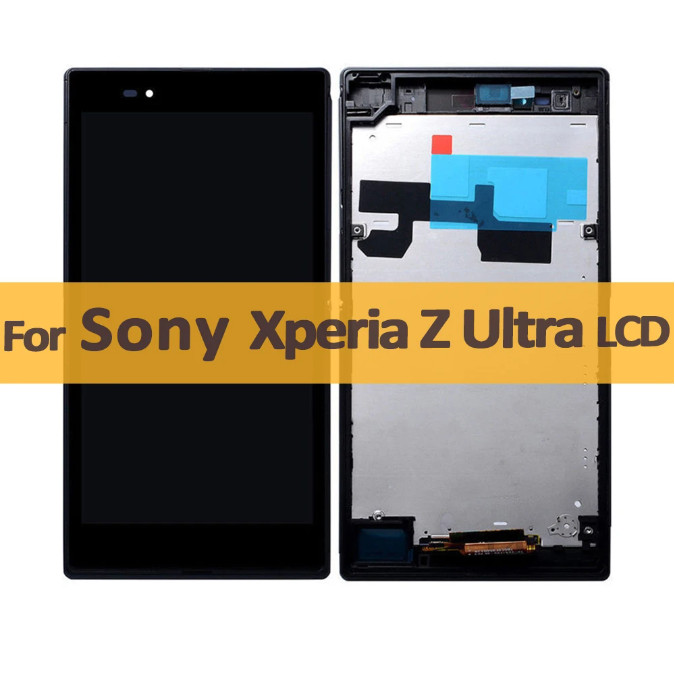 原裝帶邊框適用於索尼 Xperia Z Ultra XL39h XL39 C6833 C6802 液晶顯示屏觸摸屏玻璃面
