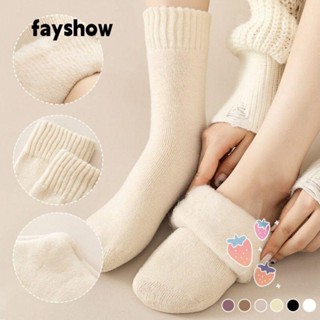 Fay 羊絨雪襪,保暖羊毛滌棉冬季保暖加厚襪,無縫中筒襪保暖工具