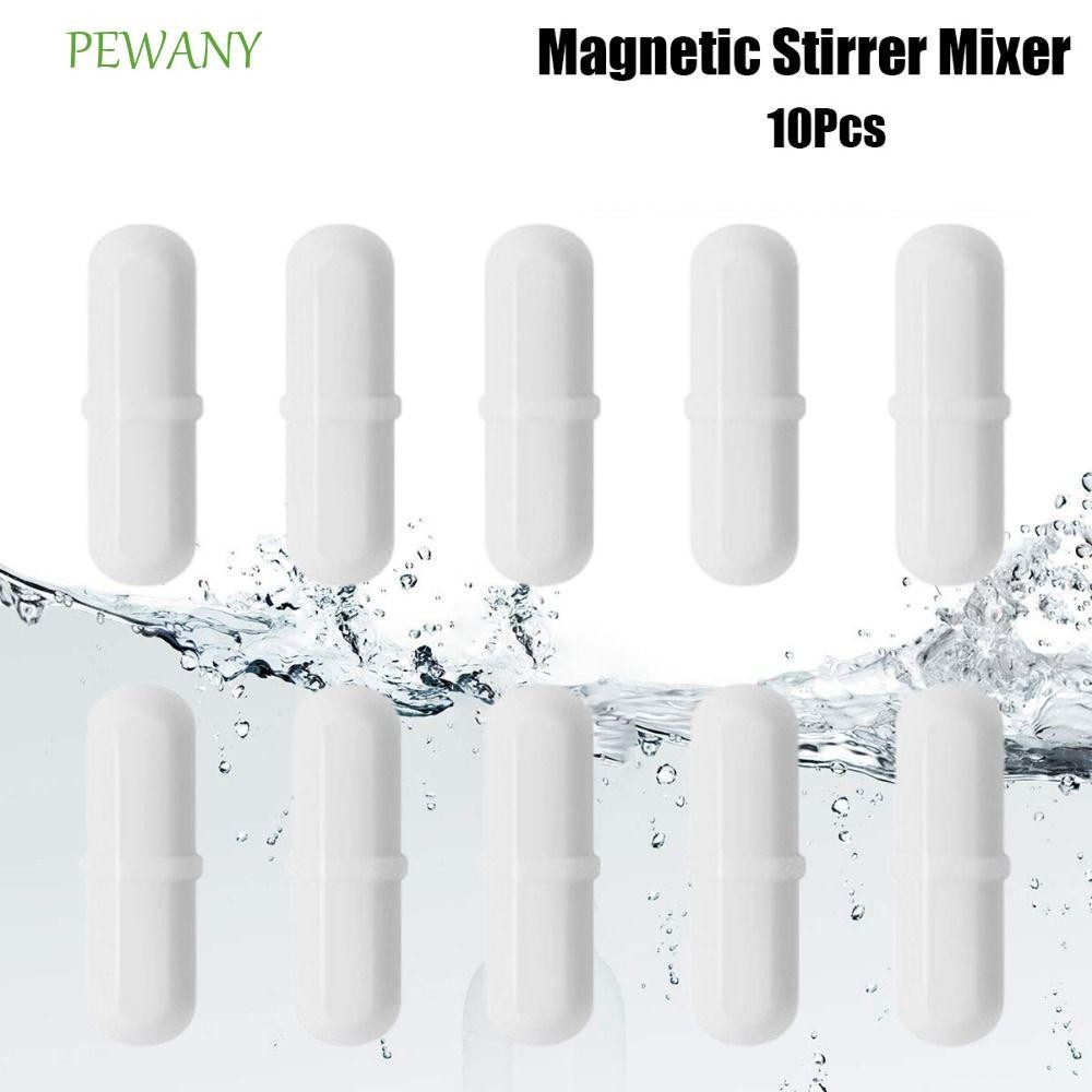 PEWANY10Pcs磁力攪拌器攪拌機,圓柱形PTFE磁力攪拌棒,白色易於清潔6-15mm實驗室攪拌棒