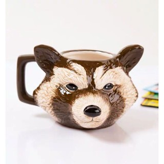 3D立體火箭浣熊陶瓷杯水杯咖啡杯 立體動物浣熊馬克杯