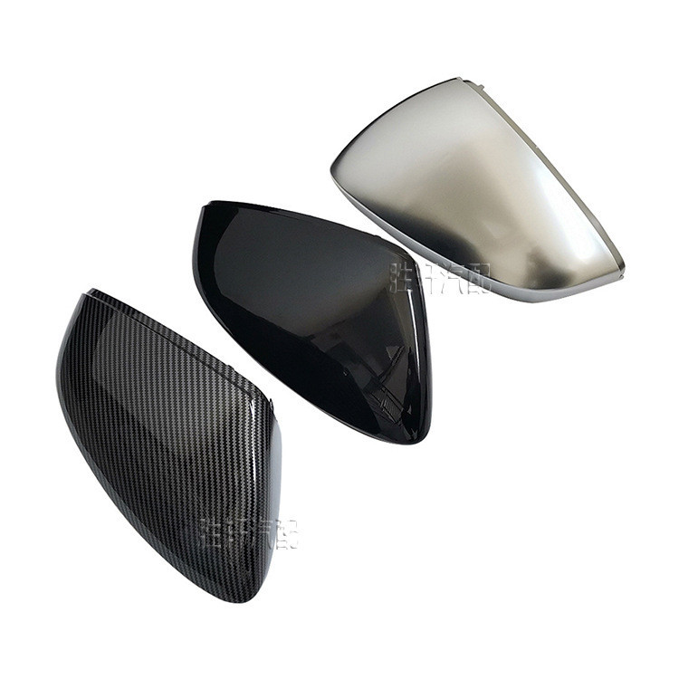 適用奧迪A3 S3 RS3 21-22款鏡殼倒車後照鏡亮黑碳纖維紋鏡殼銀耳