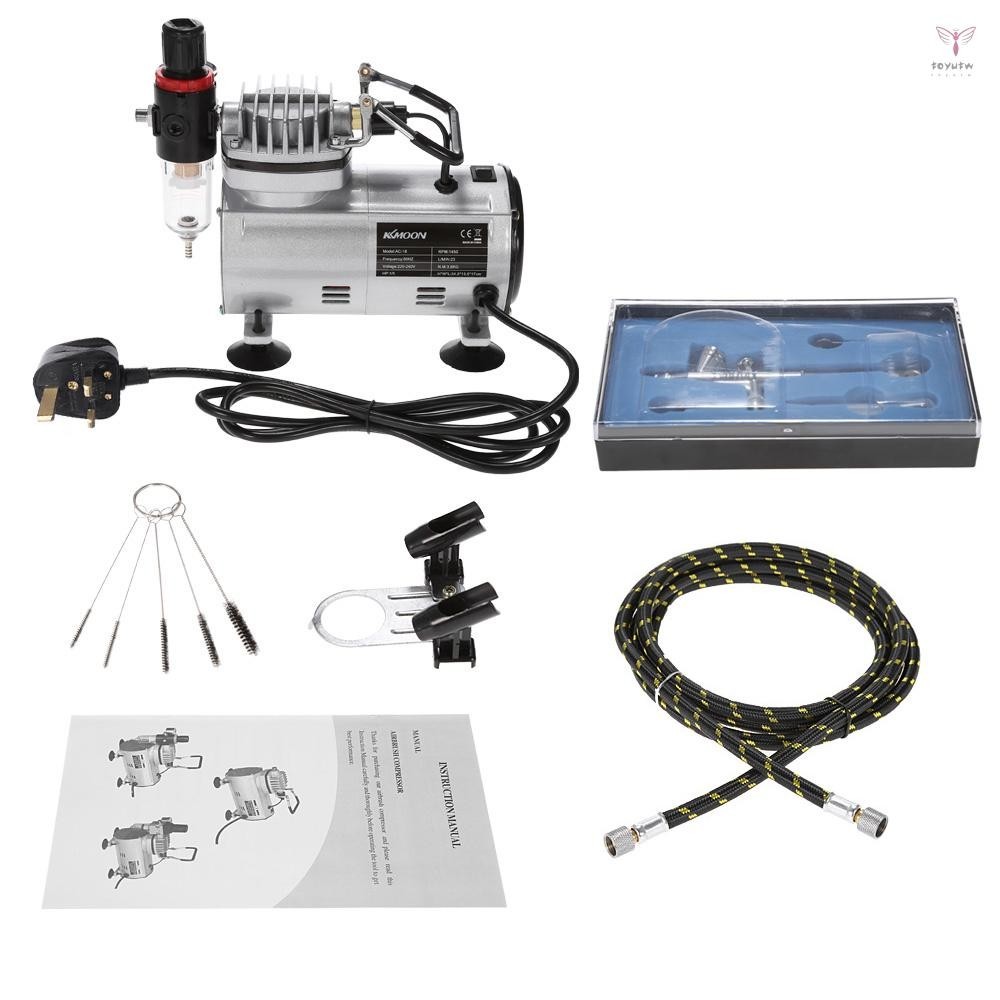Kkmoon 專業噴槍套件帶空氣壓縮機愛好氣刷套裝美甲油漆噴塗機帶清潔刷