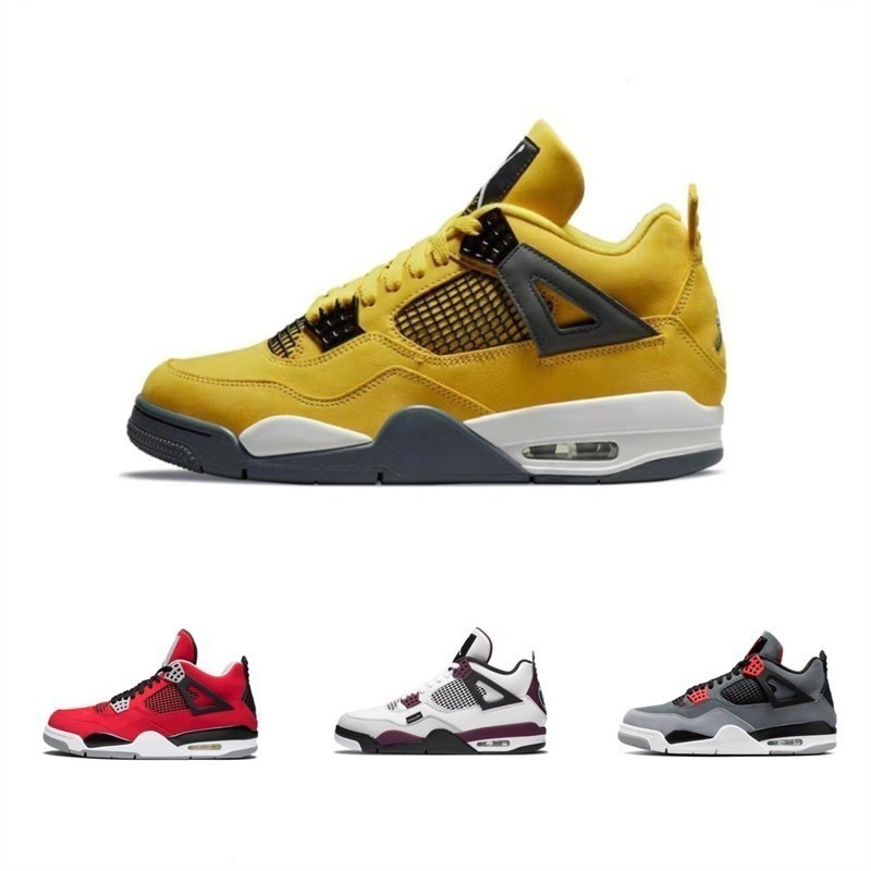 高品質Nk air Jordan4 Retro 4 aj4喬丹4代閃電女神黑黃同款男女運動休閒鞋情侶鞋