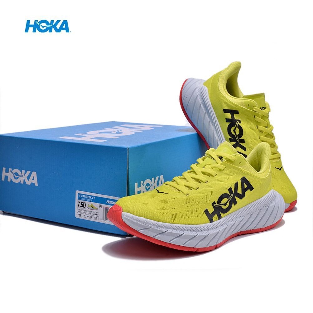 2023hot HOKA ONE ONE CARBON X2熒光黃黑減震低幫運動跑鞋