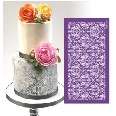 復古花紋布紋模 幾何翻糖蛋糕烘焙圍邊噴花模具花草印花模具