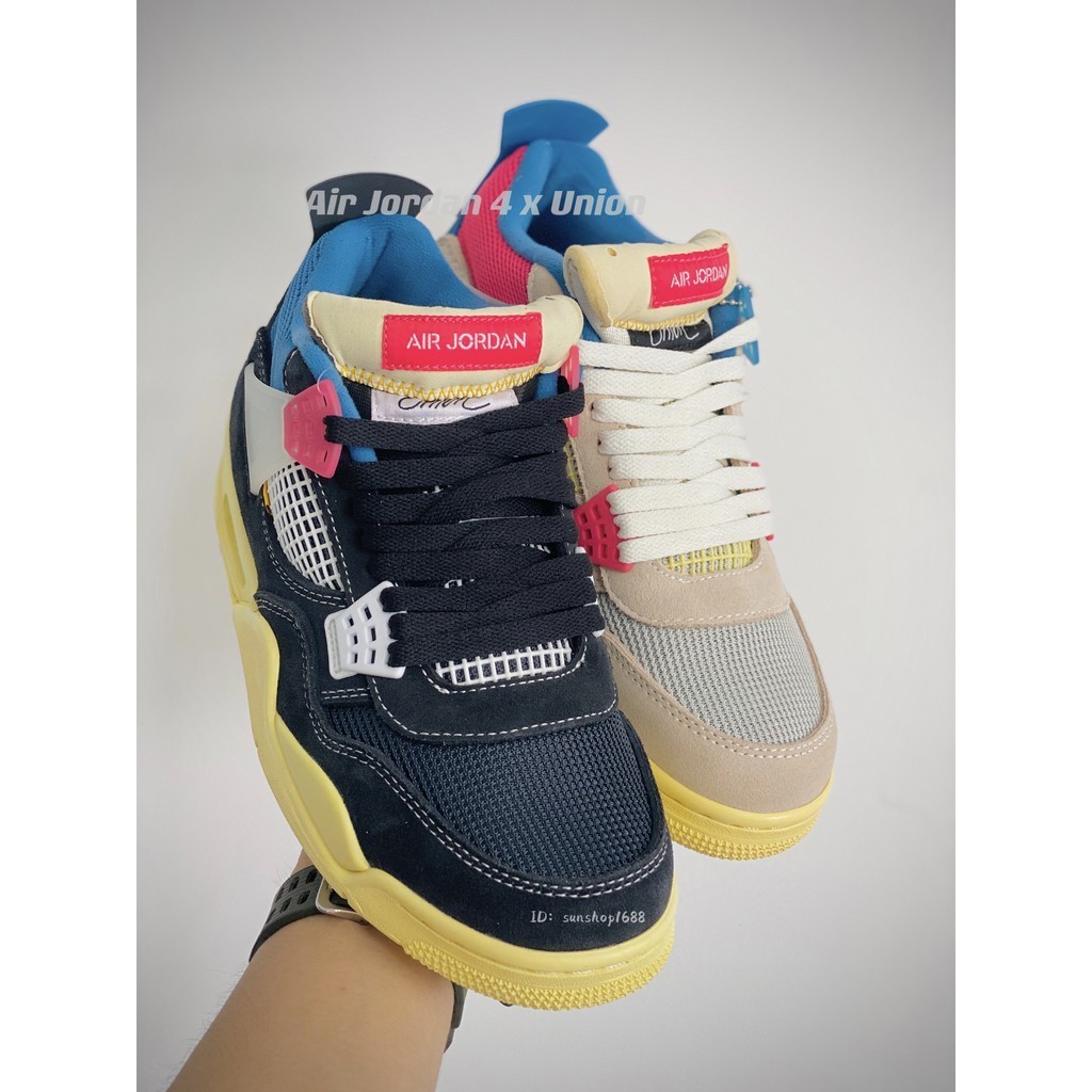 實圖拍攝 union LA X Air Jordan 4 SP AJ4 黑藍 粉色 麂皮 籃球鞋 DC9533-800