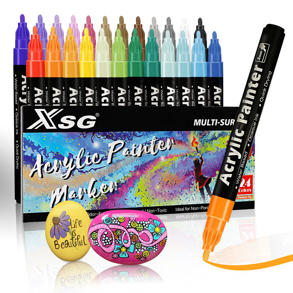 油漆筆水性批發24色丙烯 馬克筆手賬diy顏料筆套裝塗鴉筆丙烯