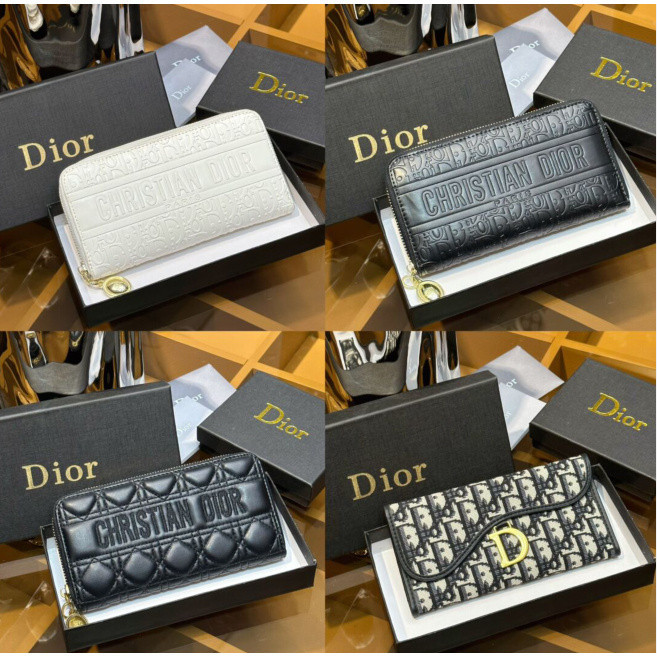 【禮盒】潮流女包 Diorbag刺繡/壓紋卡包 高品質皮革長款錢包 奢華女士手拿包