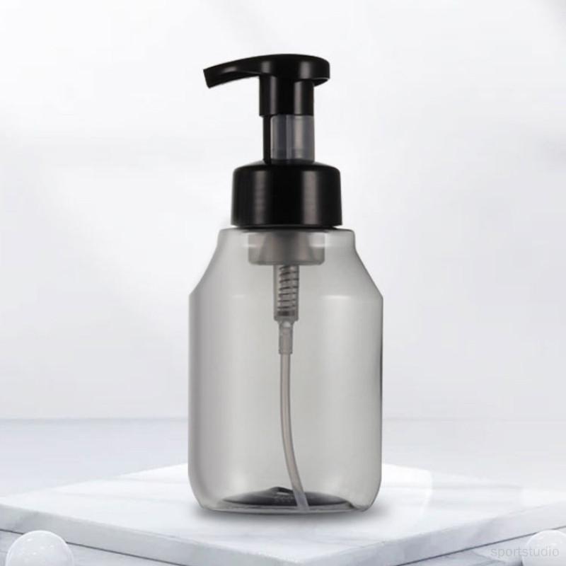 按壓式洗面乳泡沫瓶橢圓形pet塑膠洗手液瓶350ML潔面慕斯起泡瓶F300透灰色350ML