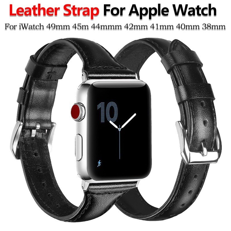 豪華皮革錶帶適用於 Apple Watch Ultra2 49 毫米系列 9 8 7 6 5 4 SE 3 iWatch