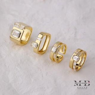極簡主義小衆高級感925純銀幾何方形鋯石戒指女個性指環歐美輕奢複古戒指