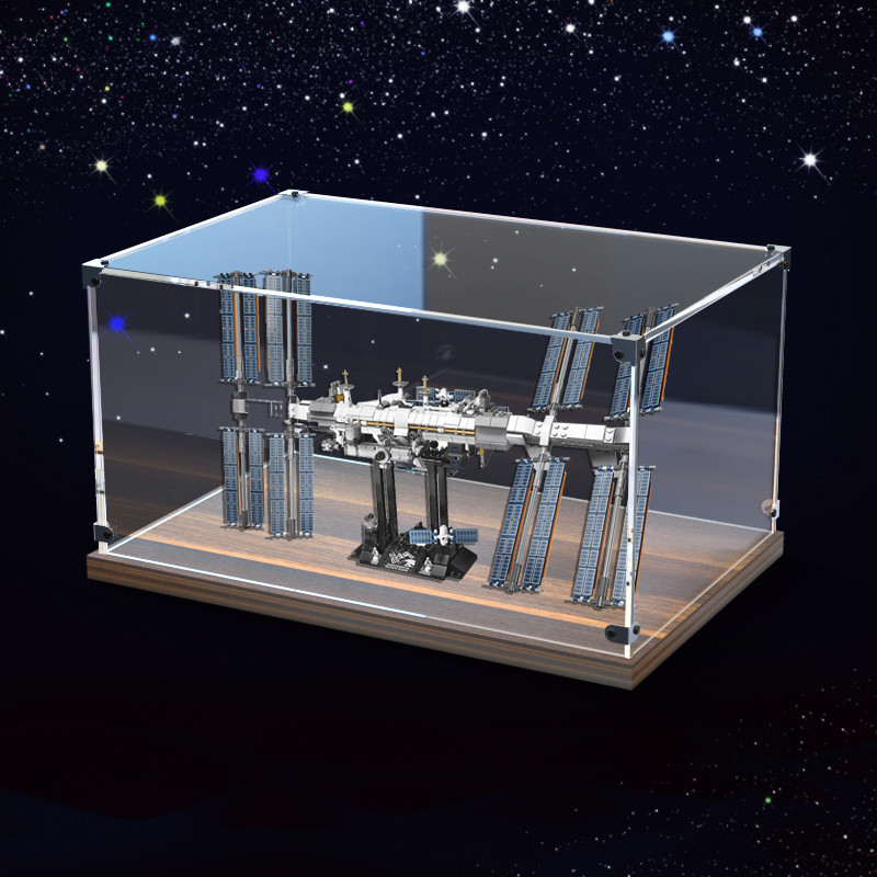 木製透明防塵罩適用樂高21321國際太空空間站手辦亞克力展示盒