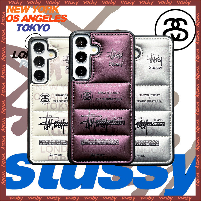 SAMSUNG 潮流時尚stussy經典塗鴉標誌標籤羽絨服情侶手機殼適用於三星s22 S22Ultra S22Plus