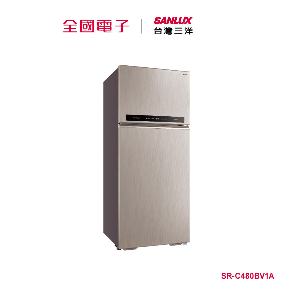 【福利品A】 台灣三洋480L雙門鏡面鋼板變頻冰箱  SR-C480BV1A 【全國電子】