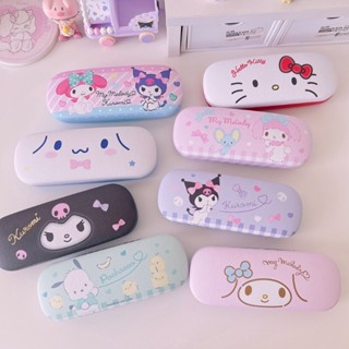 三麗鷗眼鏡盒卡通可愛kuromi Melody Hello Kitty眼鏡盒學生眼鏡方便收納盒真皮眼鏡盒