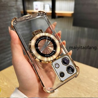Redmi note 13 4g 2023 軟殼矽膠防震保護套新設計美學掛繩化妝鏡帶支架 SJSFDD03