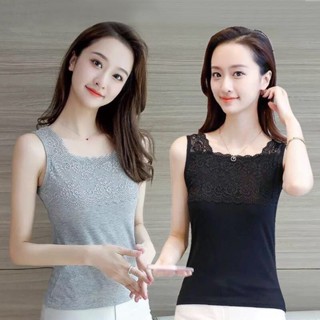 胖胖美依 上衣 背心 吊帶 內搭 小可愛 新款蕾絲邊吊帶背心女花邊短款打底性感小打底衫-4038.