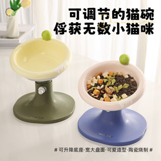 寵物護頸神器｜臺灣熱銷升級版可升降陶瓷碗 防打翻+可傾斜雙模式 高腳碗架 貓狗雙碗組（附防滑墊）