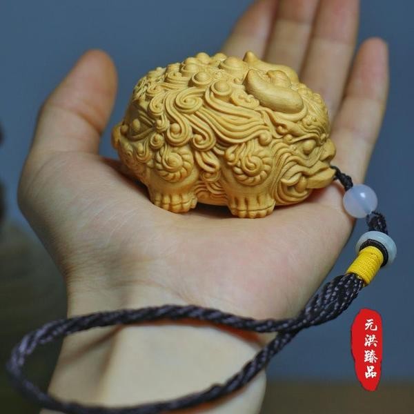 除腳皮 磨腳器 腳皮機 崖柏木雕刻雙頭貔貅招財進寶手把件黃楊木雕男士隨身把玩件工藝品