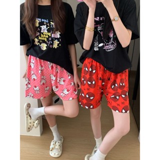 夏季休閒睡眠短褲 - 可愛的 Hello Kitty 和蜘蛛俠設計,柔軟寬鬆的睡衣短褲