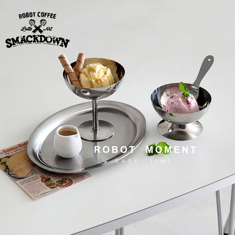 【New】ROBOT不鏽鋼甜品碗冰淇淋杯高腳洋酒304韓桂ins美食博主拍照道具