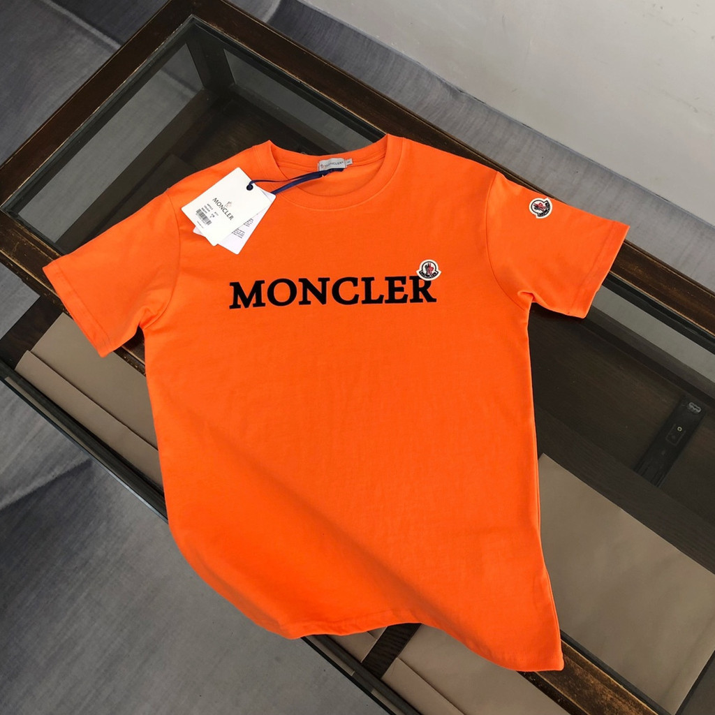 4FQL Moncler 2023男女夏季寬鬆水洗棉休閒印花圓領短袖T恤情侶短袖