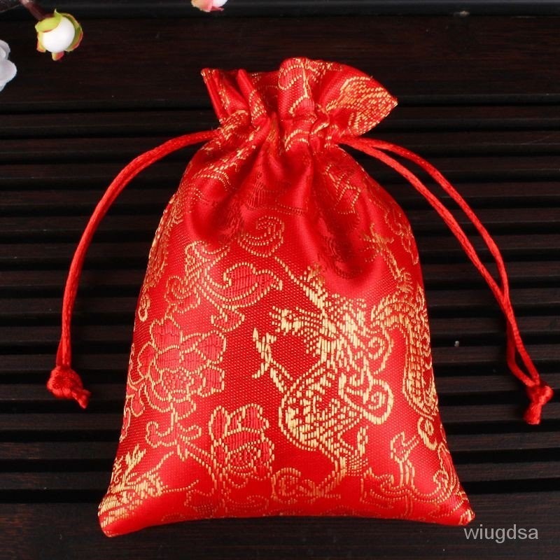 【新款】中國風龍紋小紅布袋錦囊香包香囊包裝袋收納束口抽繩首飾袋佛珠袋