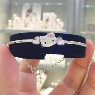 【現貨下殺價】Swarovski 施華洛世奇HELLO KITTY可愛粉色迷人水晶手鐲女手環 粉紅愛心抱心手錬 送女友閨