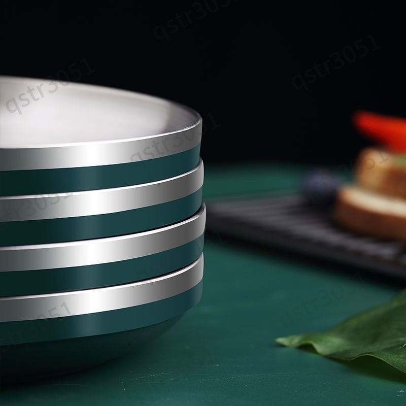 台灣熱賣 不銹鋼盤子 304食品級菜盤 家用隔熱防燙雙層加深加厚 餐盤圓盤高檔 優質