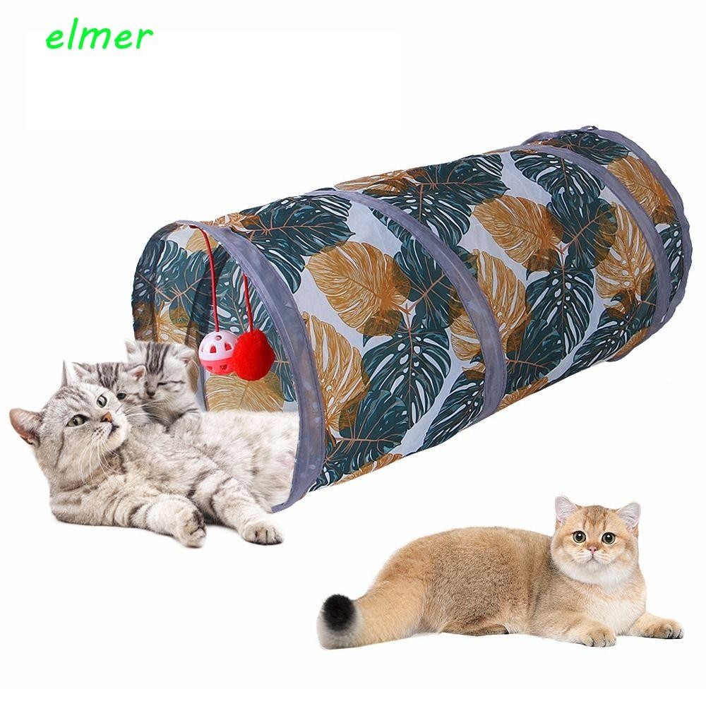 Elmer 印花貓通道、三通/四通可折疊兔子遊戲管、寵物互動玩具貓隧道管聚酯貓隧道無聊隱藏訓練