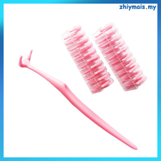 20 件裝可更換牙科護理清潔劑塑料牙籤尼龍鋼絲牙線棒便攜式牙齒清潔工具套裝(粉紅色)zhiymais