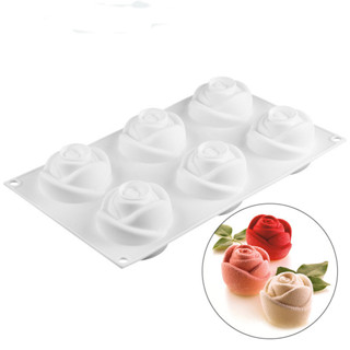 6連玫瑰矽膠蛋糕模 diy蠟燭模具果凍模具肥皂模矽膠製品模具
