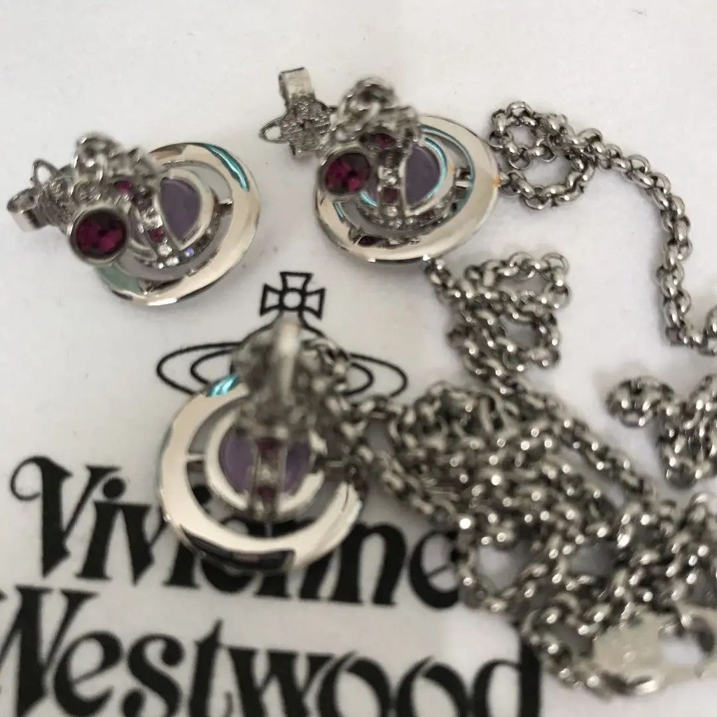 Vivienne Westwood 薇薇安 威斯特伍德 項鍊 耳環 銀 紫色 日本直送 二手