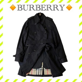 Burberry 博柏利 腰帶 皮帶 外套 長版風衣 大衣 黑色 女士 羊毛 日本直送 二手