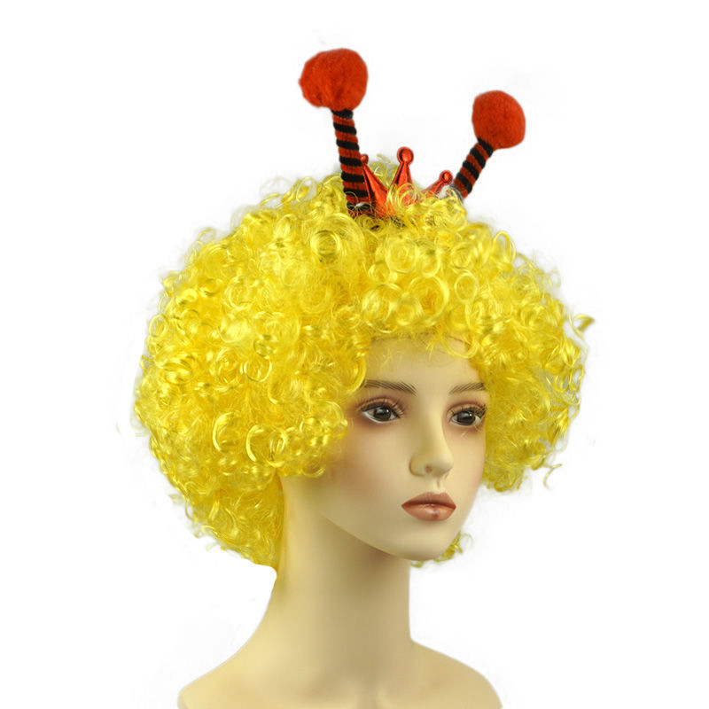 炫彩小蜜蜂裝扮表演假髮爆炸頭假髮幼兒園活動道具頭套頭飾兒童節5.22