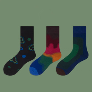 柳惠珠襪子 漸變圓圈襪韓國設計感小眾純棉襪子個性款ins百搭男女中筒襪