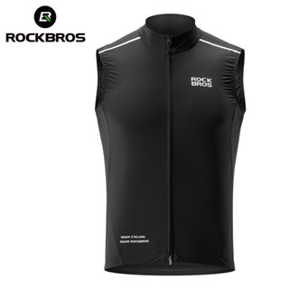 Rockbros 騎行背心防風輕便無袖自行車背心透氣速乾反光山地公路自行車夾克黑色中性 YKK 拉鍊